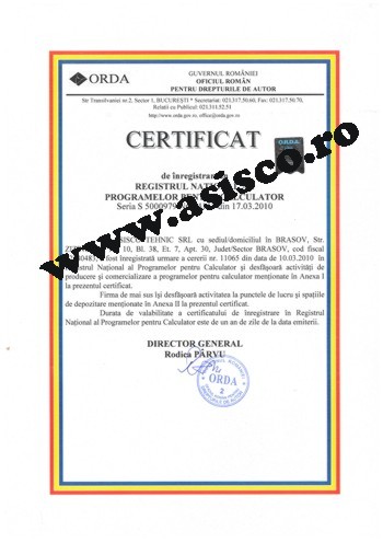 Certificat ORDA inregistrare in RNPC