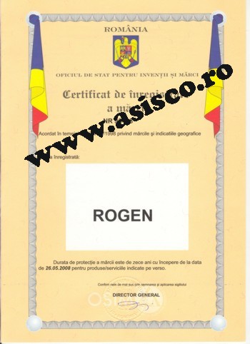 Certificat OSIM inregistrare marca ROGEN