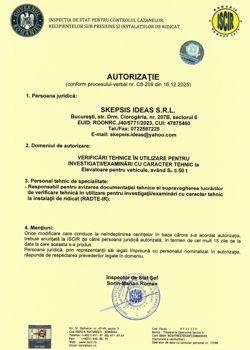 Autorizație expertiză tehnică elevatoare pentru vehicule