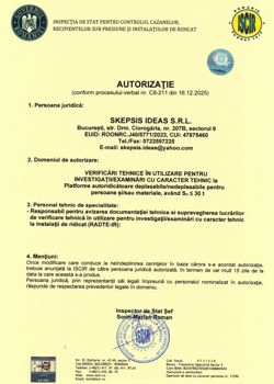 Autorizație expertiză tehnică platforme autoridicătoare