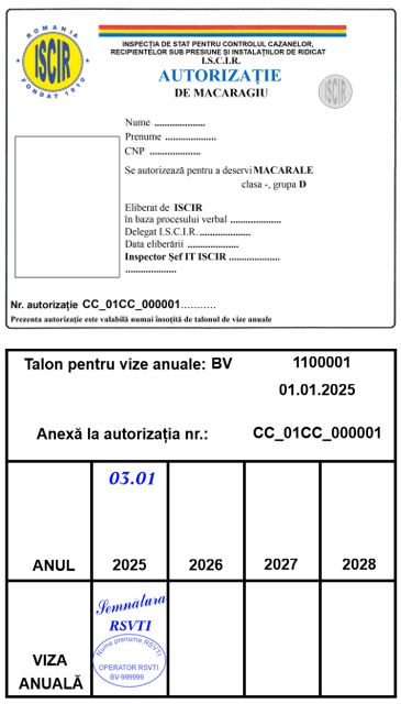 Autorizație și talon macaragiu (grupa D)
