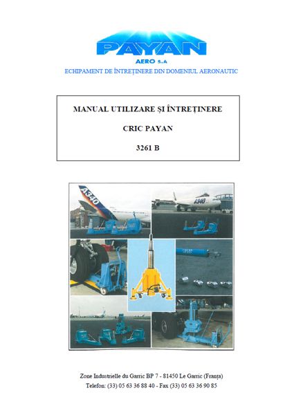 Manual utilizare și întreținere cric Payan 3261B