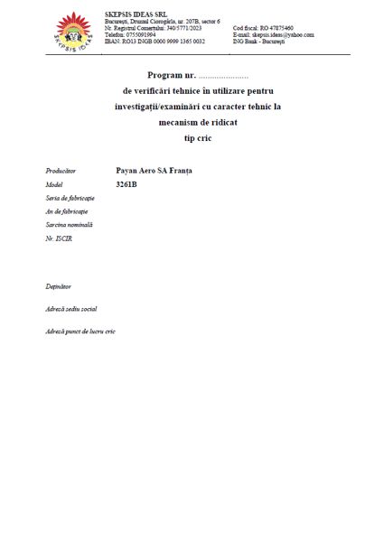Program verificări cric Payan 3261B
