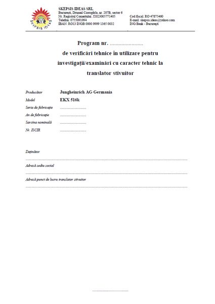 Program verificări translator stivuitor Jungheinrich EKX 516k